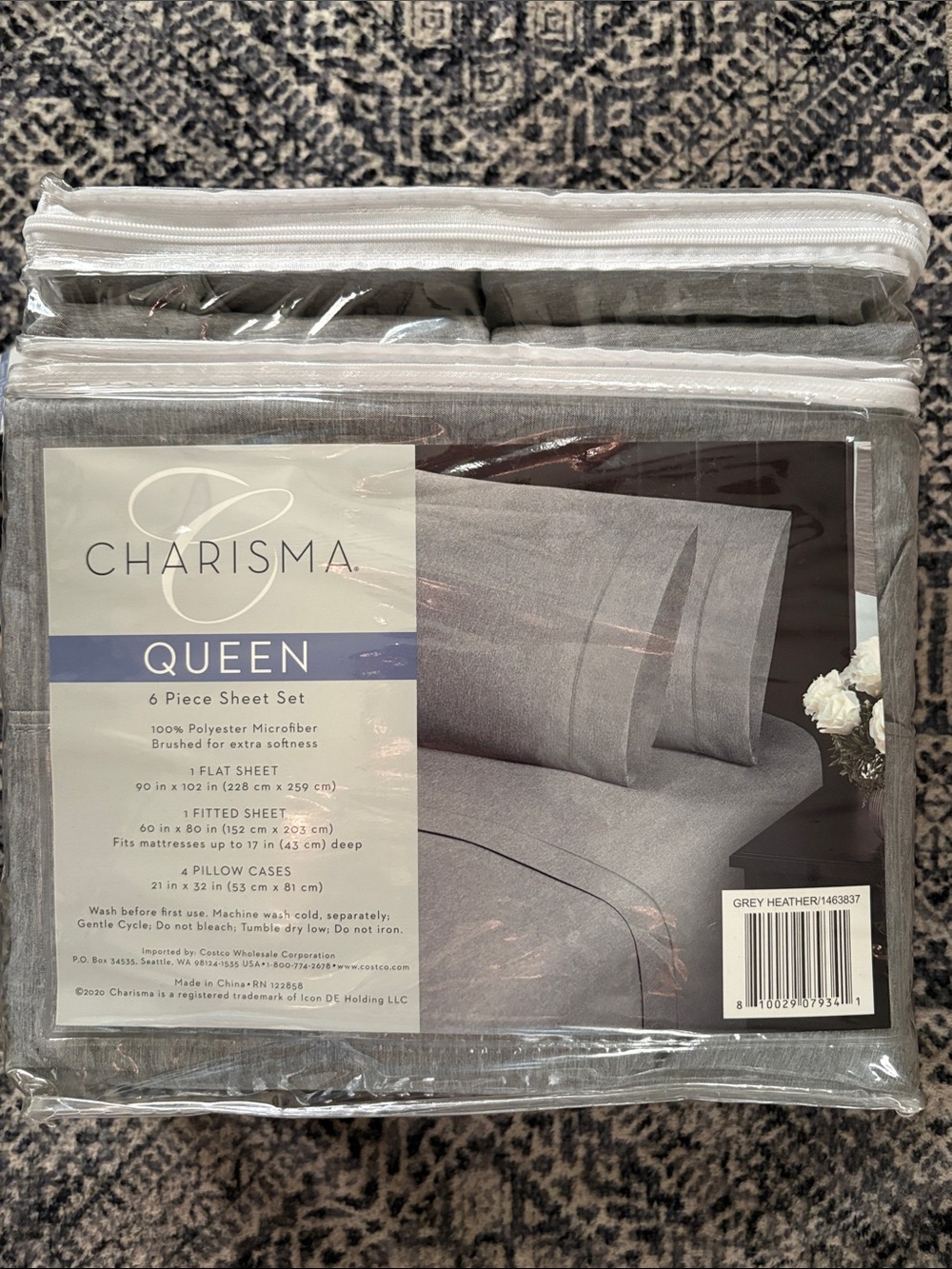 Charisma Queen 6-Piece Sheet Set - Grey Heather